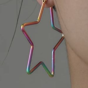 NWOT Super cute Large Star Multicolor hoop earrings stainless steel